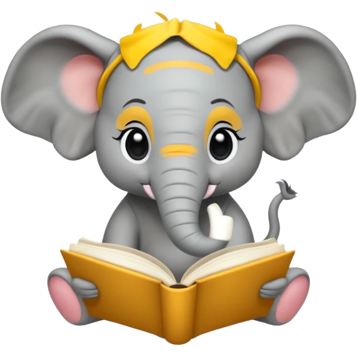 baby elephant with a book emoji