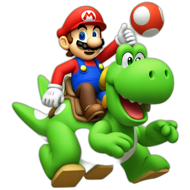 Mario riding on yoshi emoji