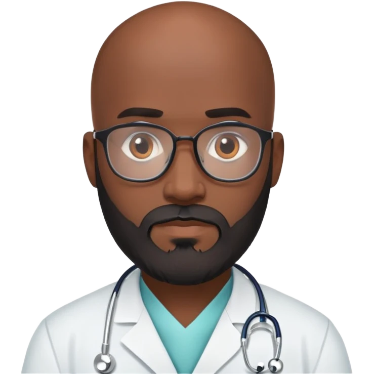 Bald black bearded doctor  emoji