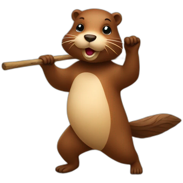 dancing beaver with stick emoji