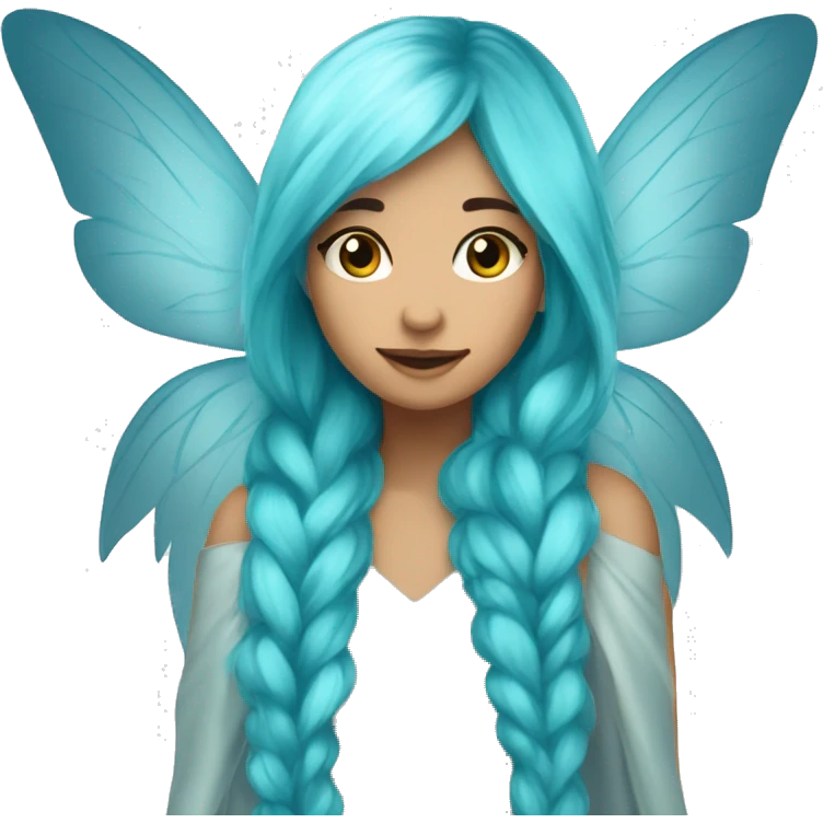 Beautiful, fairy, blue, turqoise, silver, long hair, big wings emoji