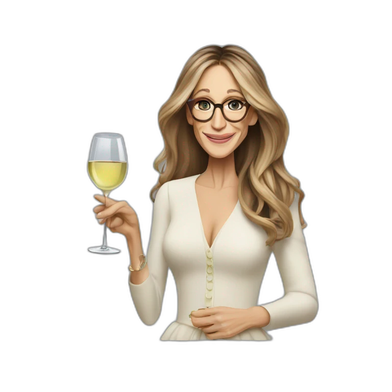 Sarah Jessica Parker with a glass of  white wine in her right hand emoji