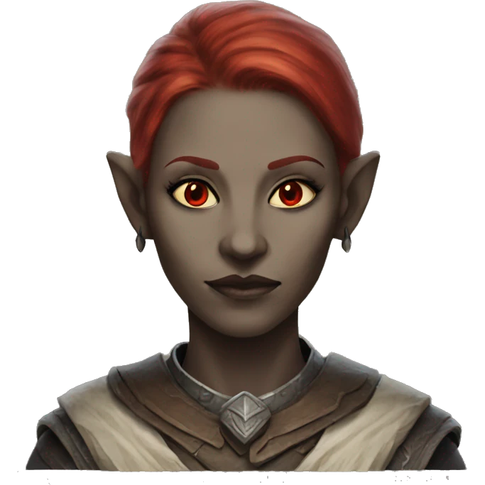 dunmer female with red hair and red eyes emoji
