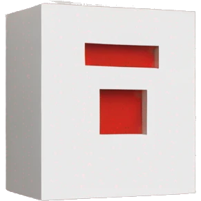 A single, red brick floating in a white void. Minimalist style. emoji
