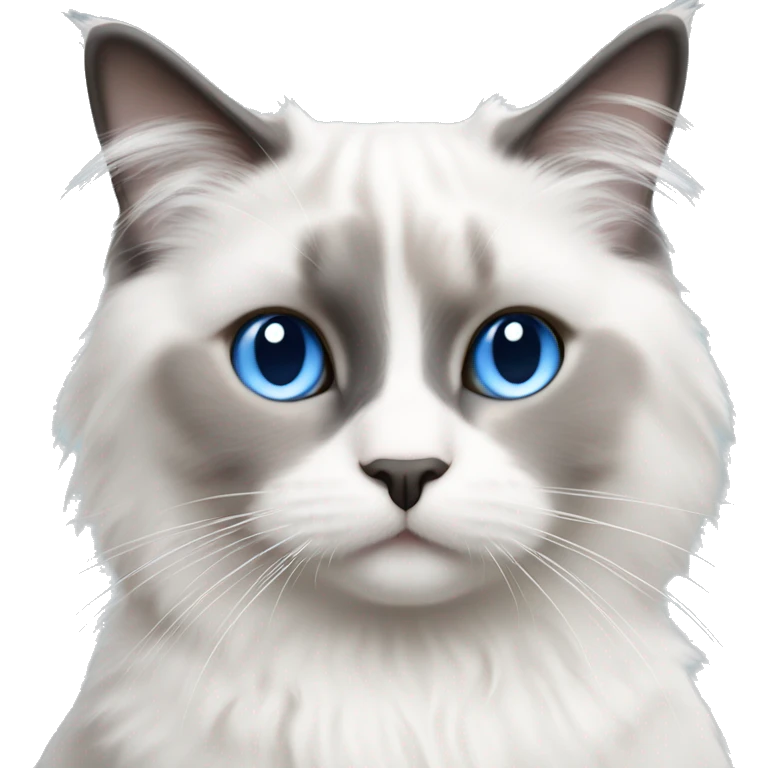 blue eyed white and grey ragdoll cat sitting emoji