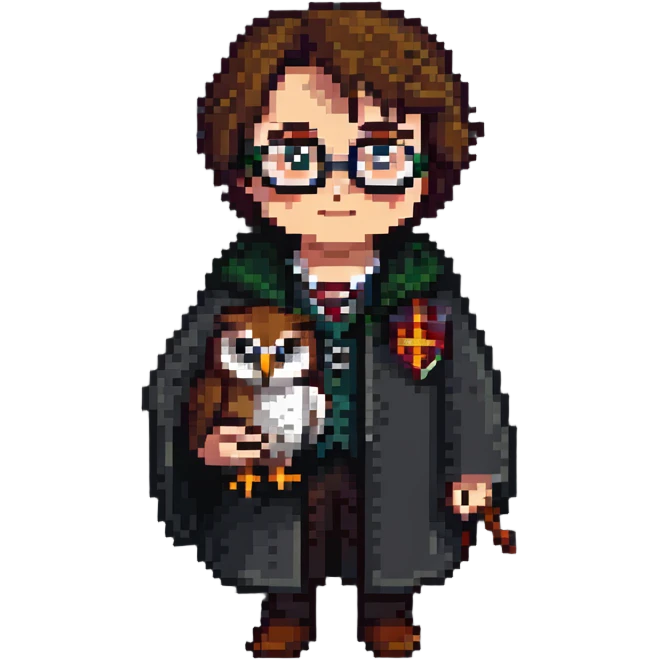 Harry Potter with Hedwig the owl emoji