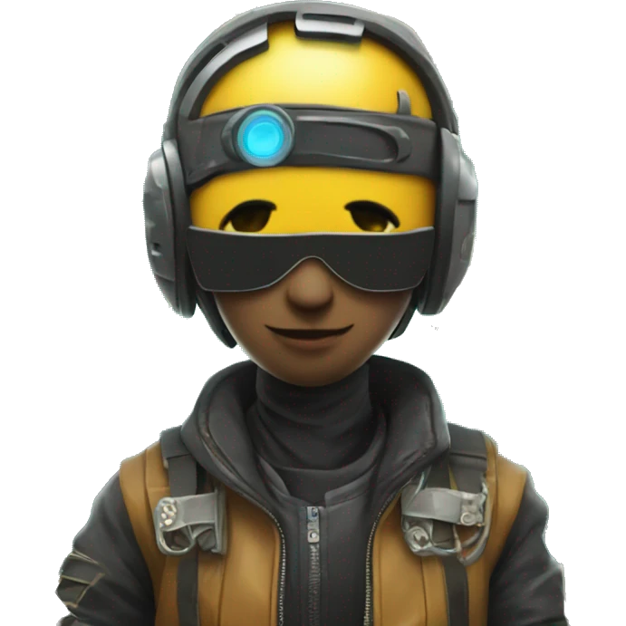 cyber punk with helmet holding cash emoji