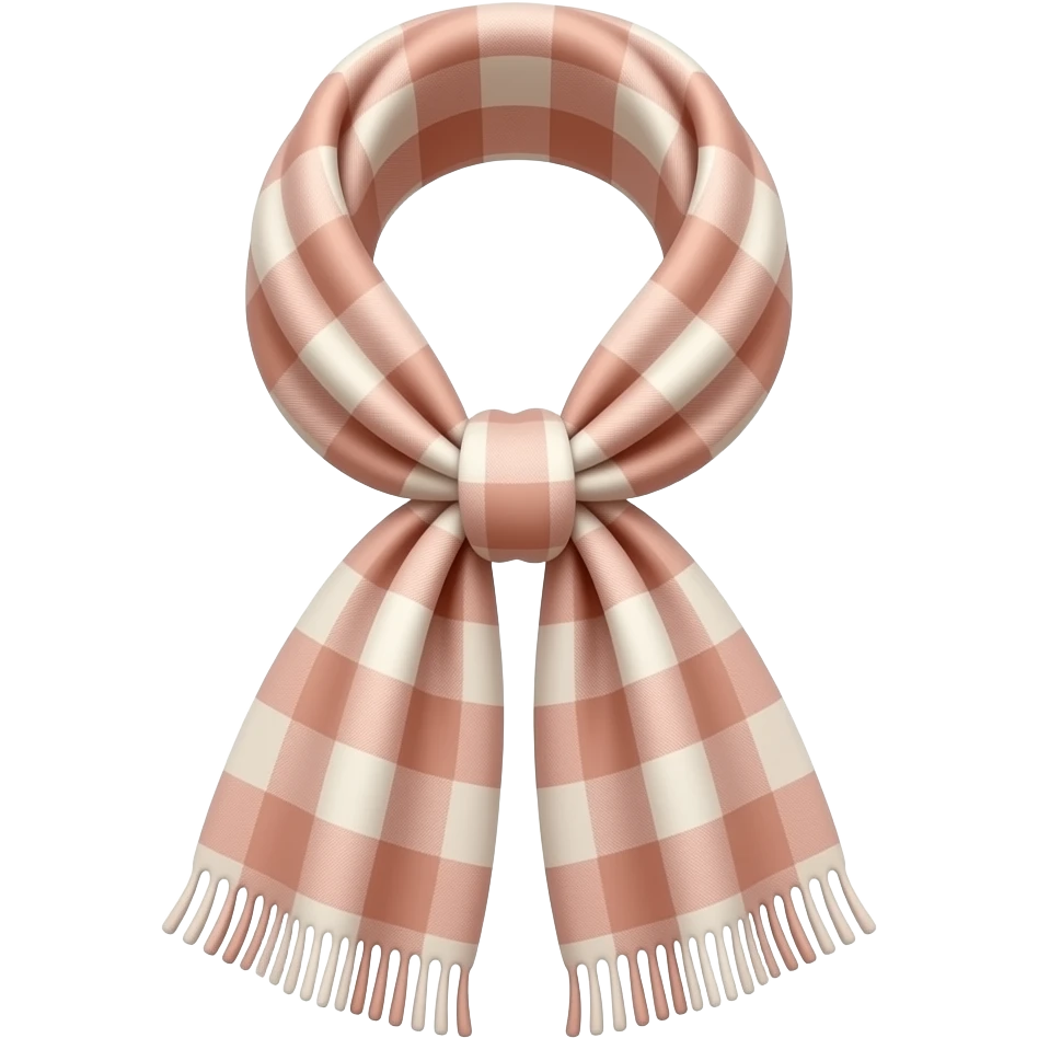 Elegant London luxury scarf, isolated, centered, no background, soft cashmere, refined check pattern, blush beige and soft pink tones, chic British fashion aesthetic emoji