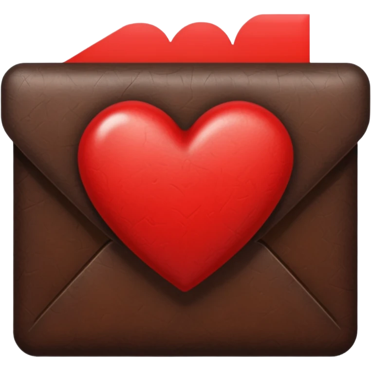 Dark brown Letter with a red heart emoji