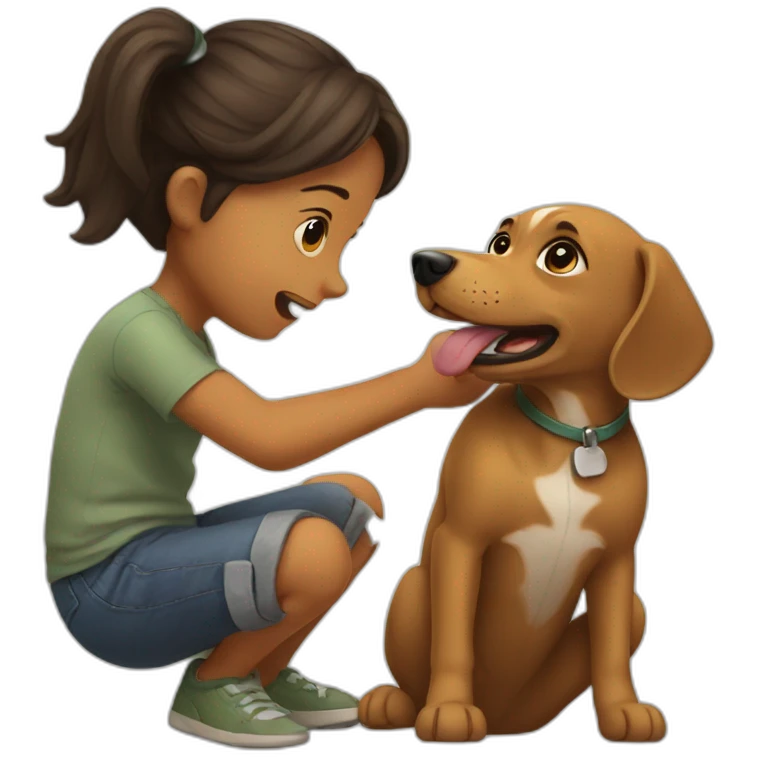 dog playing with child emoji