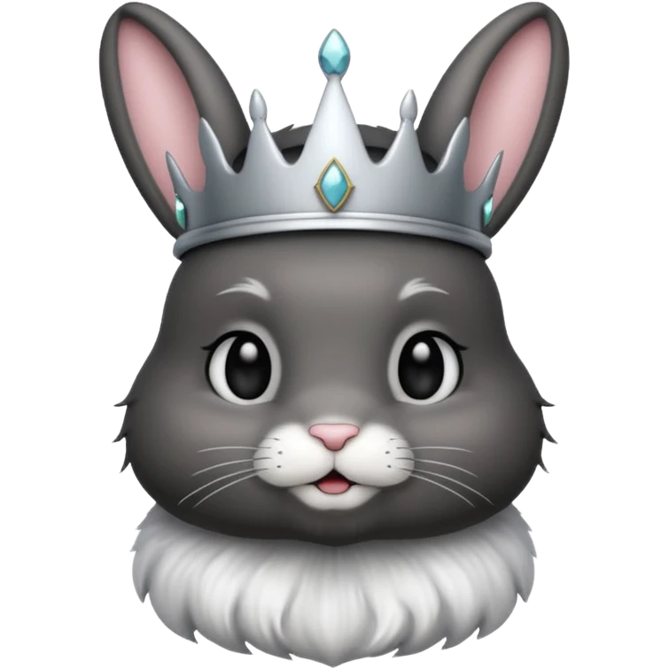 black bunny with silver crown emoji