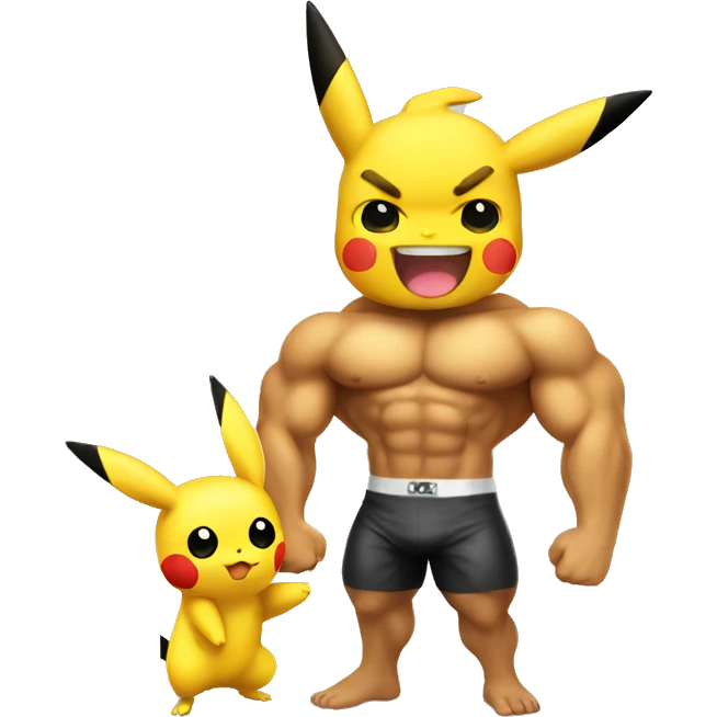 pikachu loving a white male bodybuilder  emoji