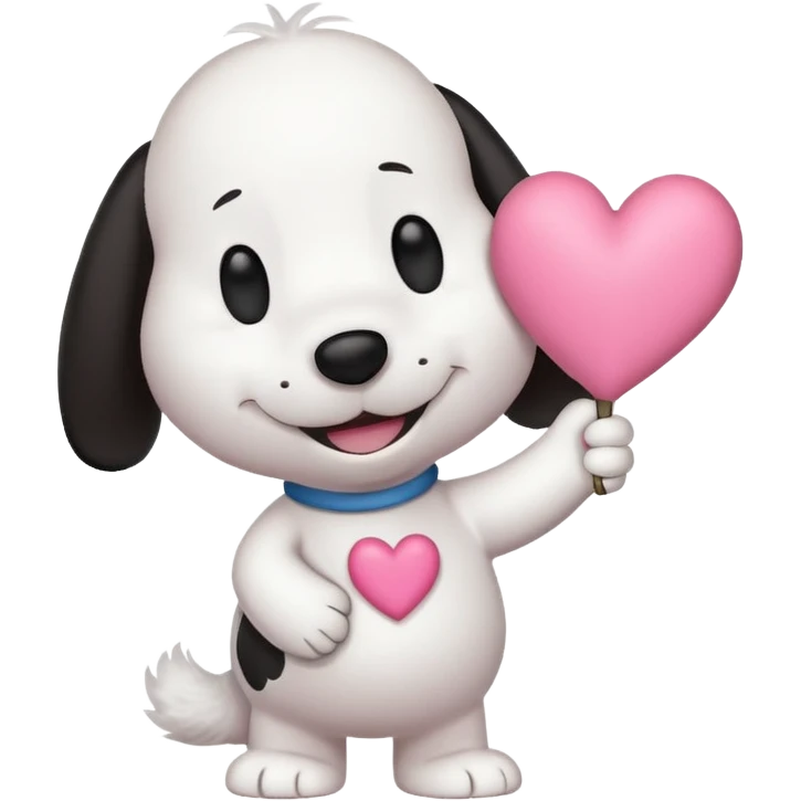 snoopy con un corazón rosita entre los brazos  emoji