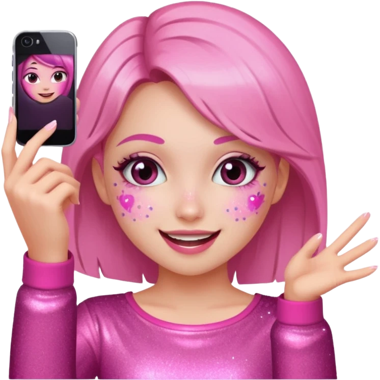 glitter pink girl naughty selfie emoji