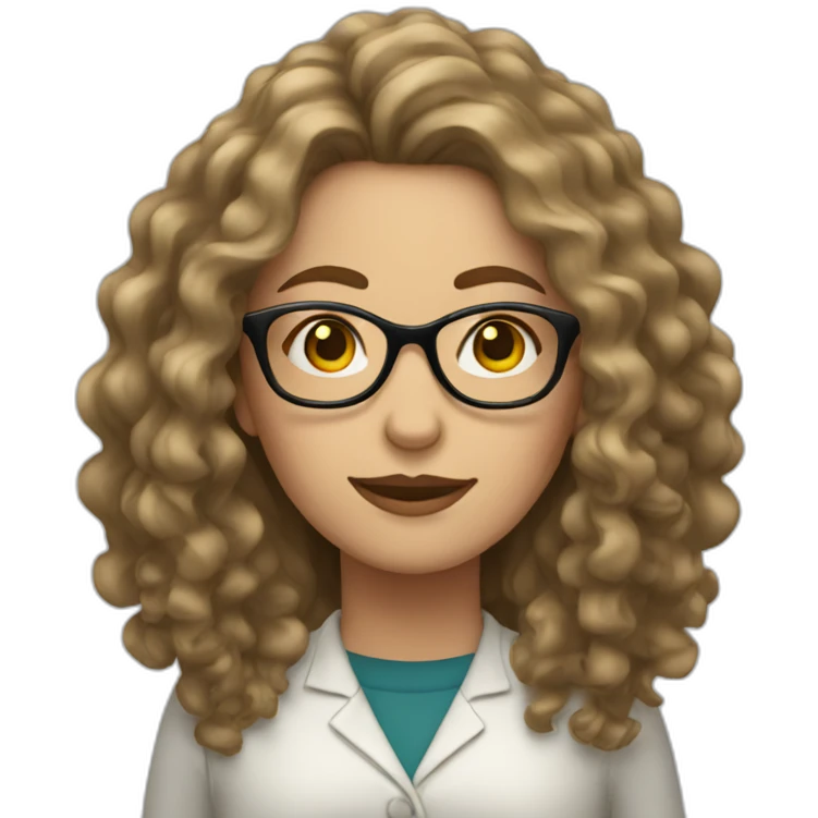 white woman with long curly hair and glasses emoji