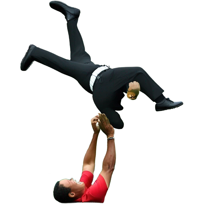 tiger woods back flipping over rory mcilroy as he wins the masters  emoji