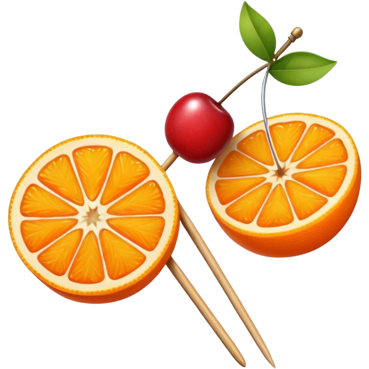 orange slice and cherry on a skewer emoji