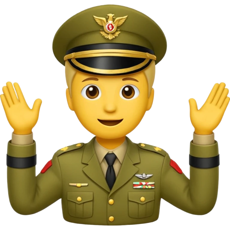 Eine salutierenden Emoji (Hautfarbe: gelb ) in Armee Klamotten männlich salutierend emoji