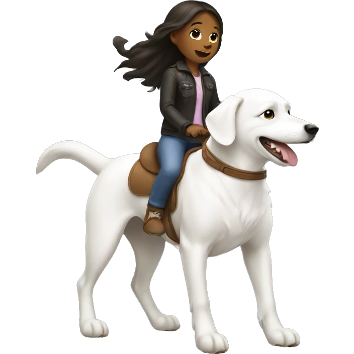 Girl riding a white dog emoji