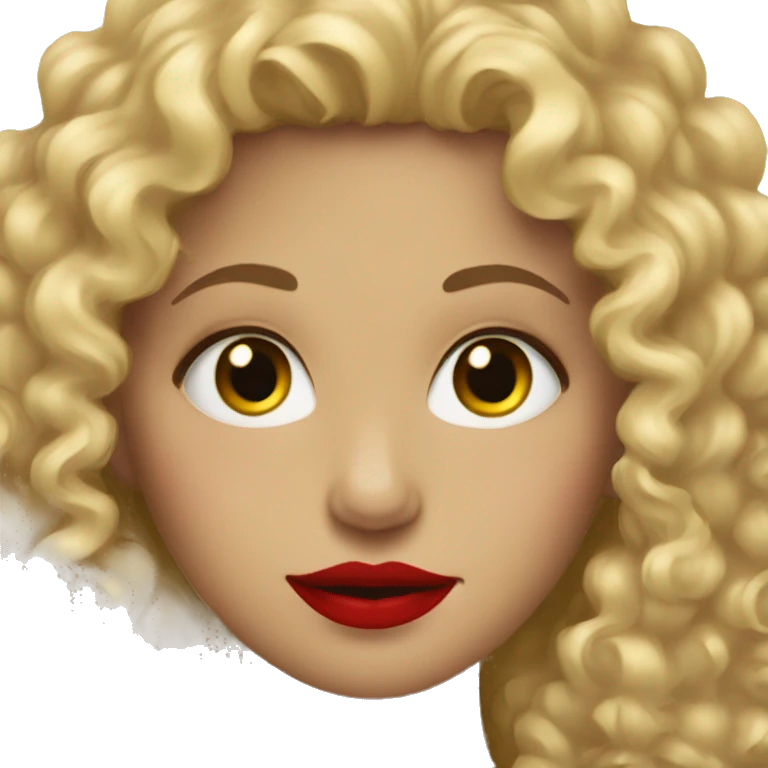 blonde curly haired girl with red lipstick emoji