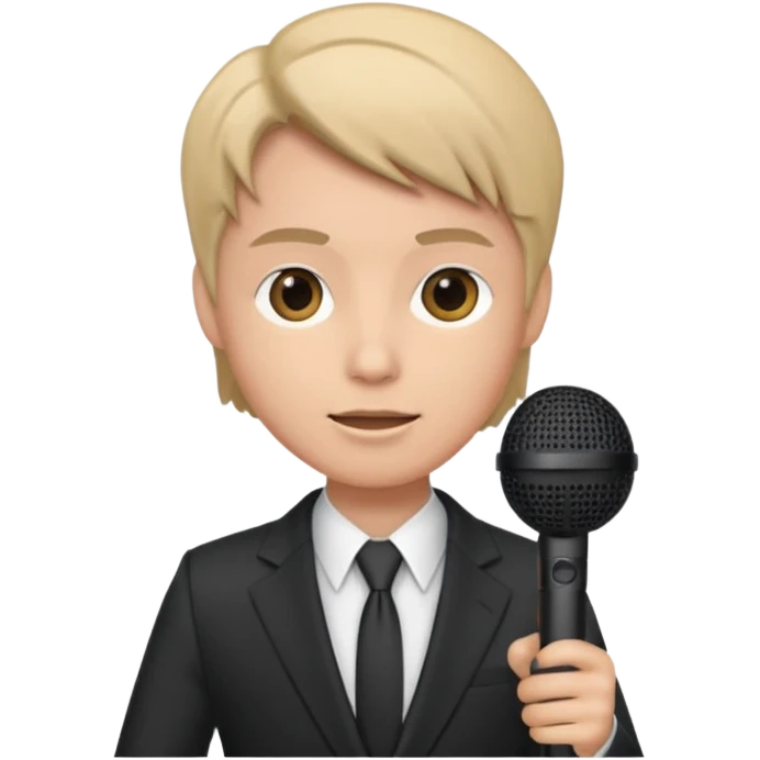 a journalist with a microphone emoji