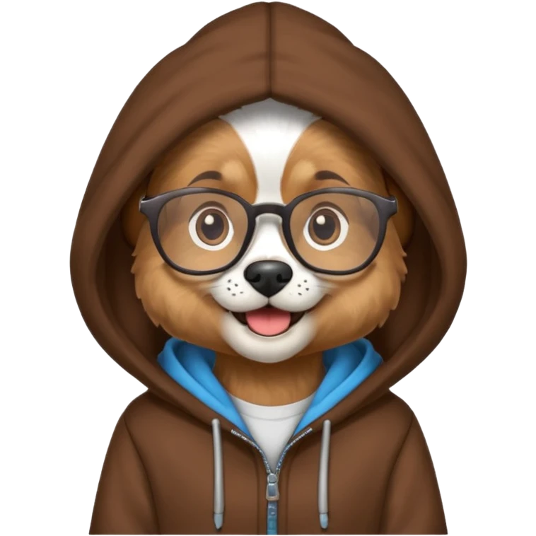 Dog wearing glasses and a hoodie emoji