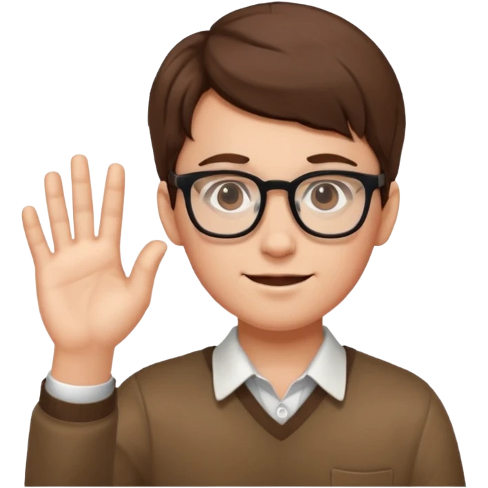 NERD WITH GLASSES USING ONE HAND PUSH emoji