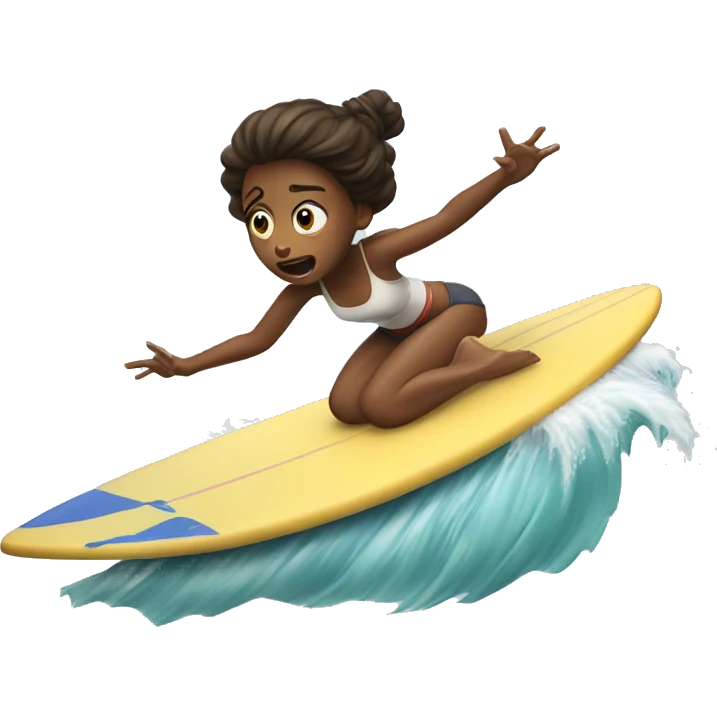Girl scared falling off surfboard emoji