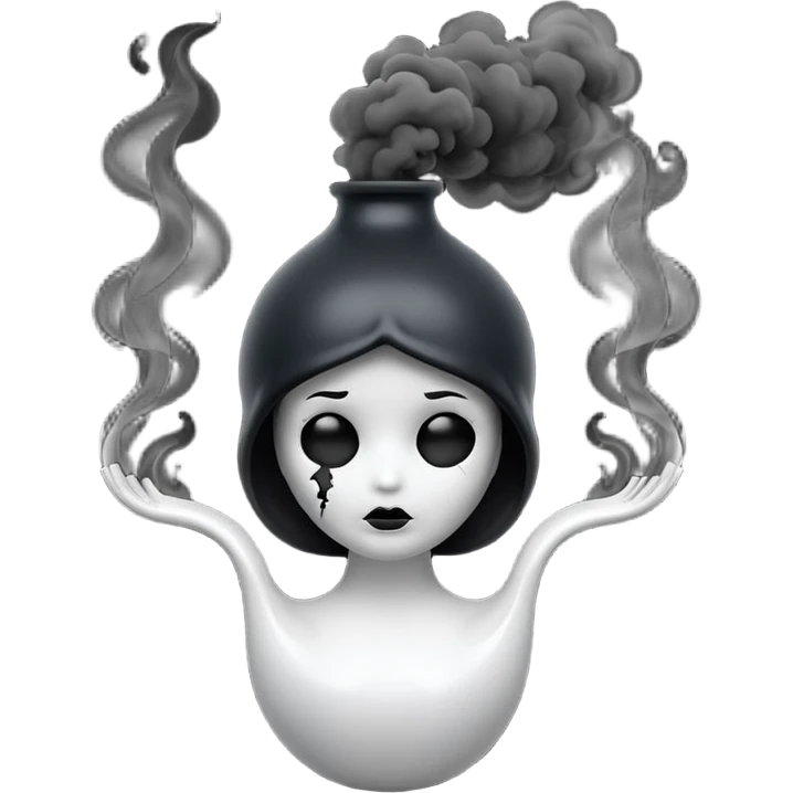 curved dolls, poisonous, black smoke emitted emoji