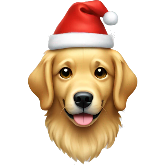 Golden retriever with Santa hat emoji