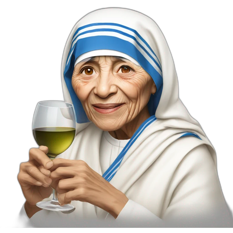 Mother teresa drinking wine emoji