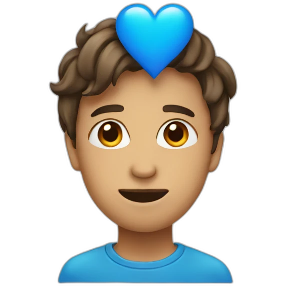 Face holding a blue heart emoji
