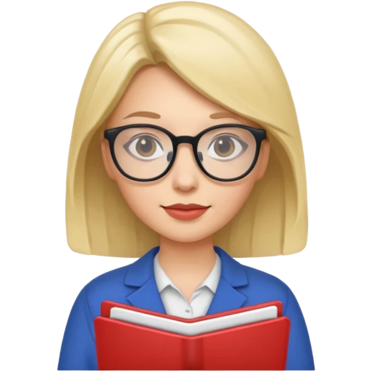 a woman with glasses and a folder in her hands like emoji