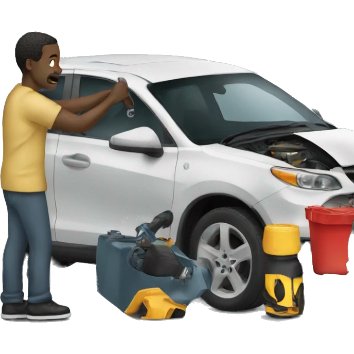 Black man fixing cars emoji