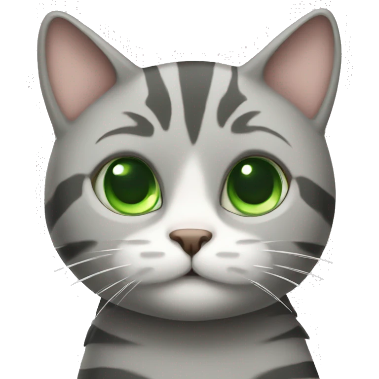 grey striped cat with cute face green eyes emoji