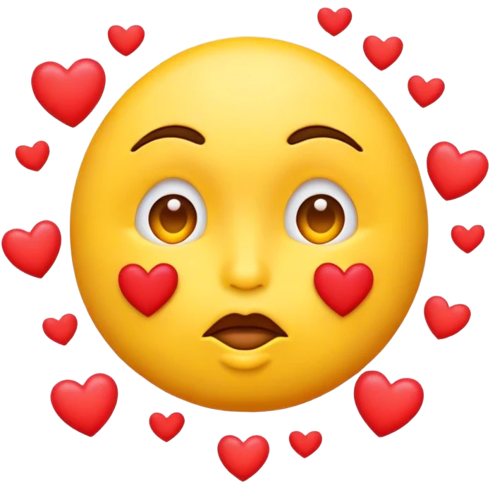 Kissing face emoji with hearts surrounding  emoji