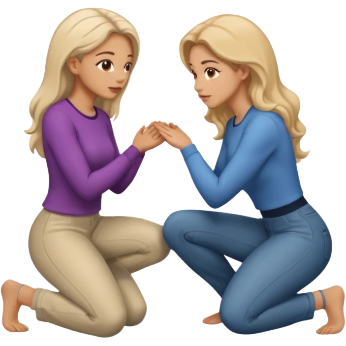 A woman on her knees for another woman emoji