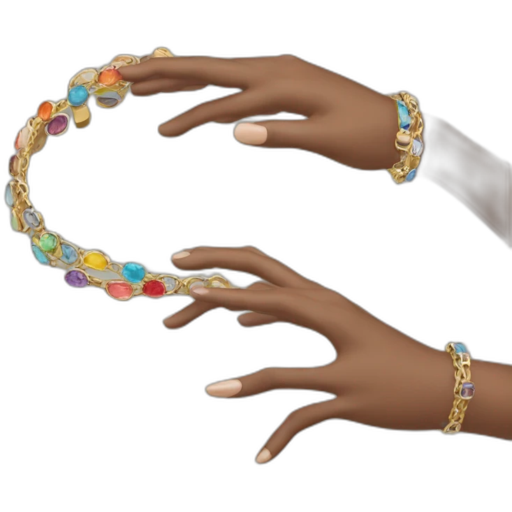hand with a stack of bracelets emoji
