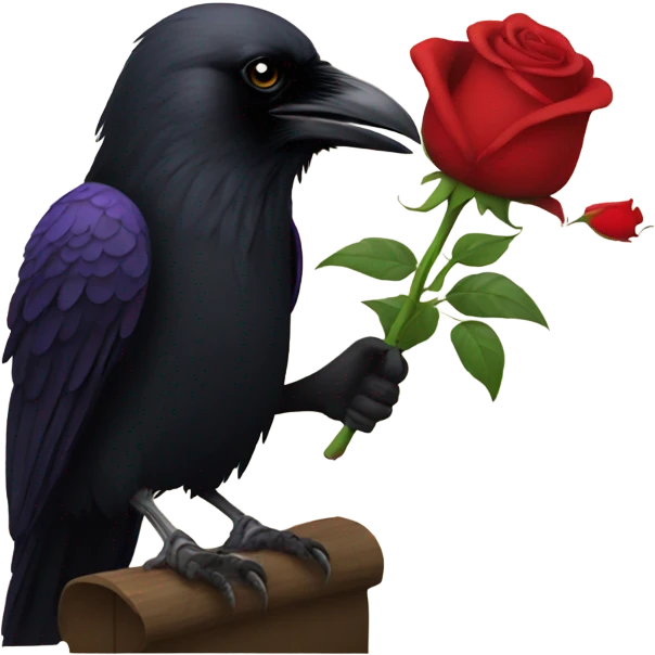 Raven holding a rose  emoji