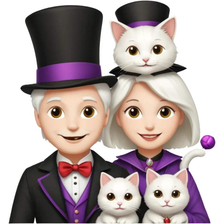 magician couple and their pet cat emoji