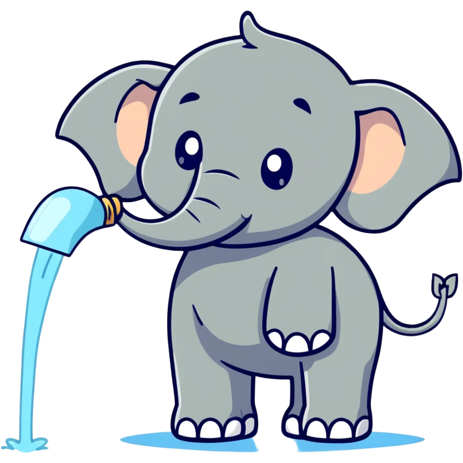 cartoon elephant spraying water from trunk emoji