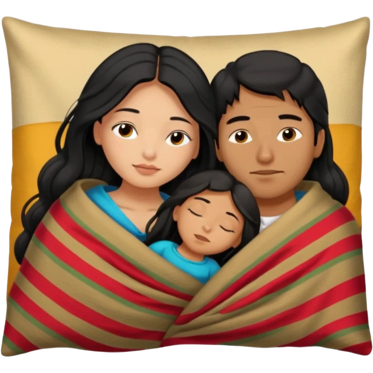 Black medium long hair girl sleeping with Peruvian gay with orecchini pillole e blanket  emoji