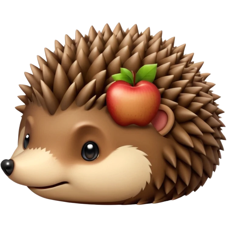 curled up hedgehog without face or limbs, apple emoji style, simple and round emoji