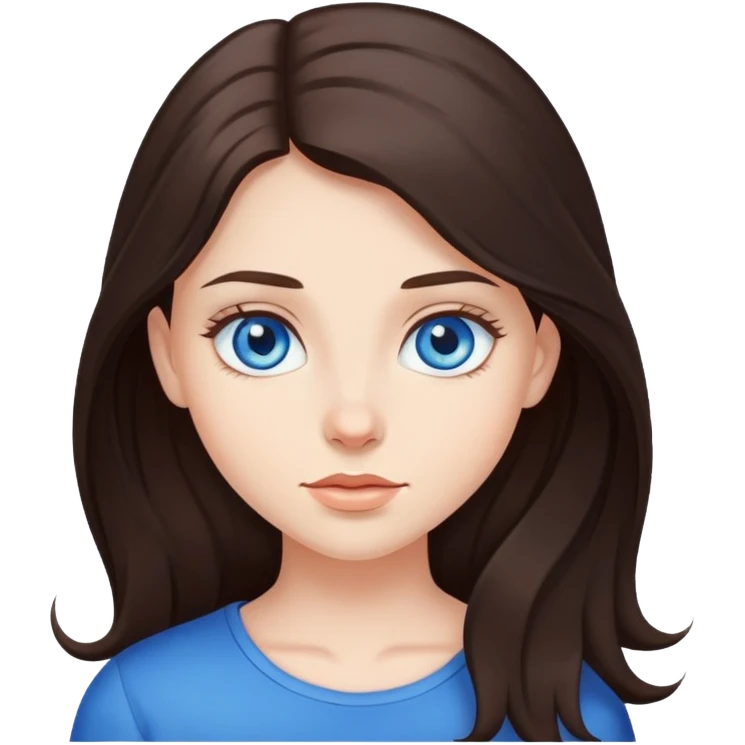a girl with long dark brown hair, blue eyes, fair skin emoji