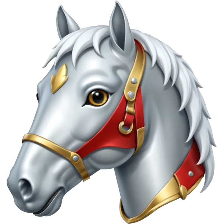 The face of a white realistic horse in armor emoji