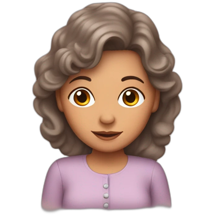 Grandma, Latina, long brown hair, brown skin, with babies emoji