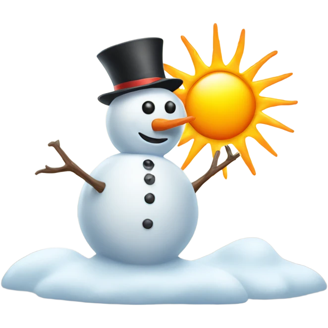 Snowman with hot sun  emoji