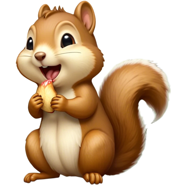 Cinematic Silly Yawning Squirrel Portrait Emoji, Head tilted with a dramatic, wide-open yawn revealing a tiny, adorable snout, soft, downy fur and a fluffy tail slightly askew, Simplified yet irresistibly cute features, highly detailed, glowing with a soft, cozy woodland glow, high shine, relaxed yet humorously expressive, stylized with a dash of whimsical woodland charm, soft glowing outline, capturing the essence of a drowsy yet endearing squirrel that appears ready to stretch and yawn its way into your heart! emoji