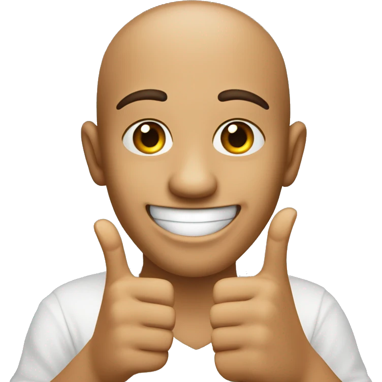 round face very smiling, with the thumb of the left hand between the ring and index fingers, en lenguaje de señas colombiano emoji