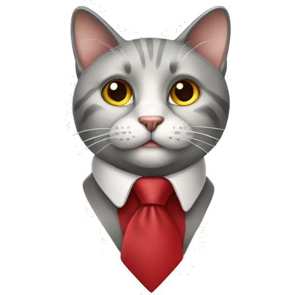 Curious cat wearing red necktie emoji